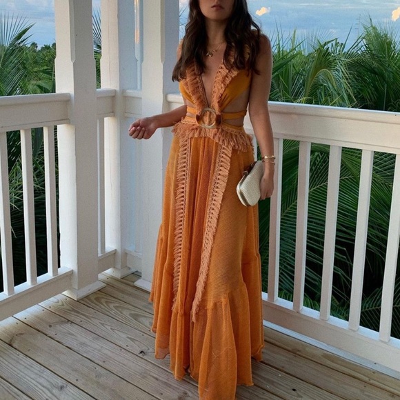 PatBO | Dresses | Patbo Orange Mesh Dress | Poshmark